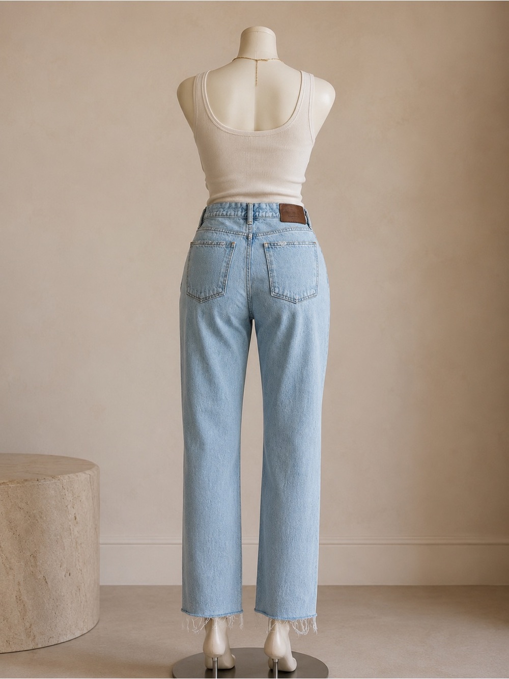 Moussy Vintage Sebring Straight Ankle Jeans Size 29 Light Wash Cowhide Patch